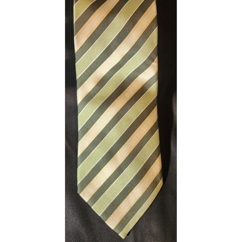 Hugo Boss 100% Mens Striped Neck Tie In Green And Gold Perfect For #PACKERS Fans